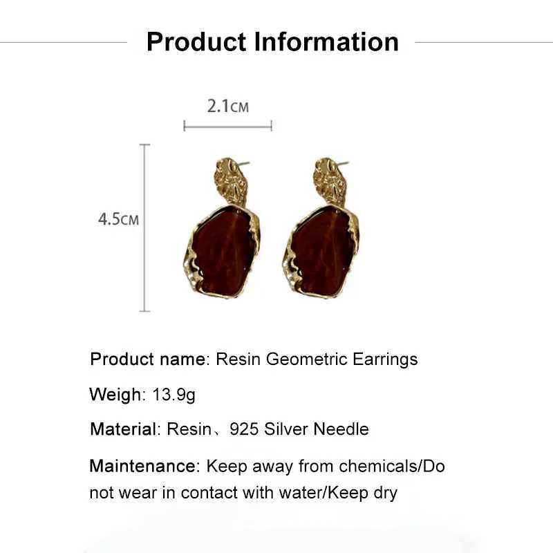 925 Silver Needle Fashion Pendant Earrings Trend Vintage Geometry Acrylic Earrings for Women 2023 Korean Bohemia Jewelry Gift XJ250623