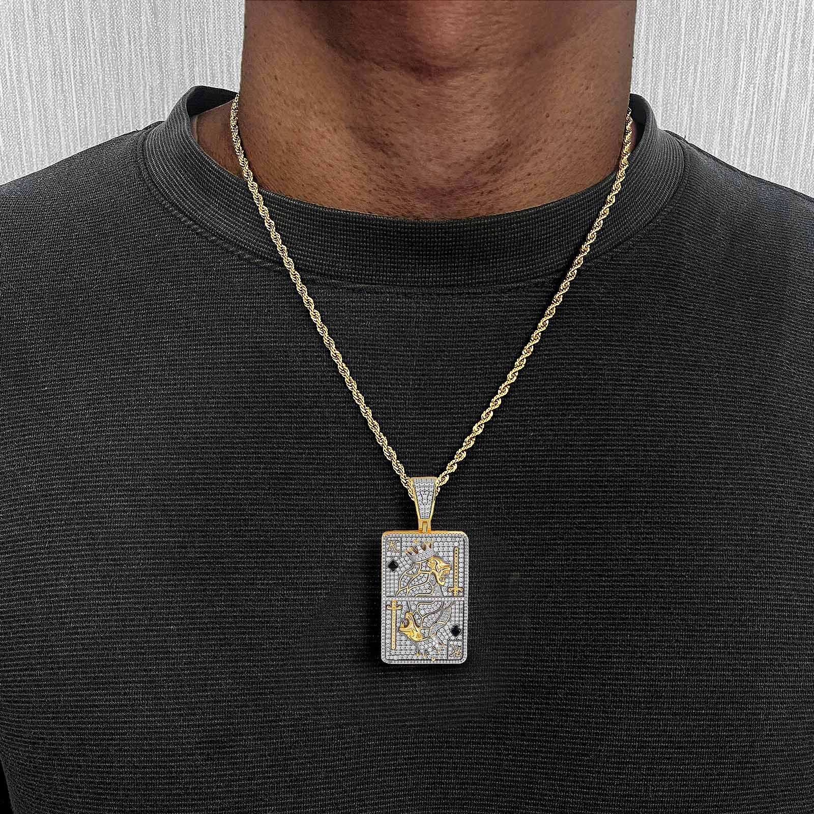 Pass the diamond tester Hip Hop Animal Crown Leopard Head Full Iced Out Spade K Card Personalized Moissanite Statement Necklace Jewelry