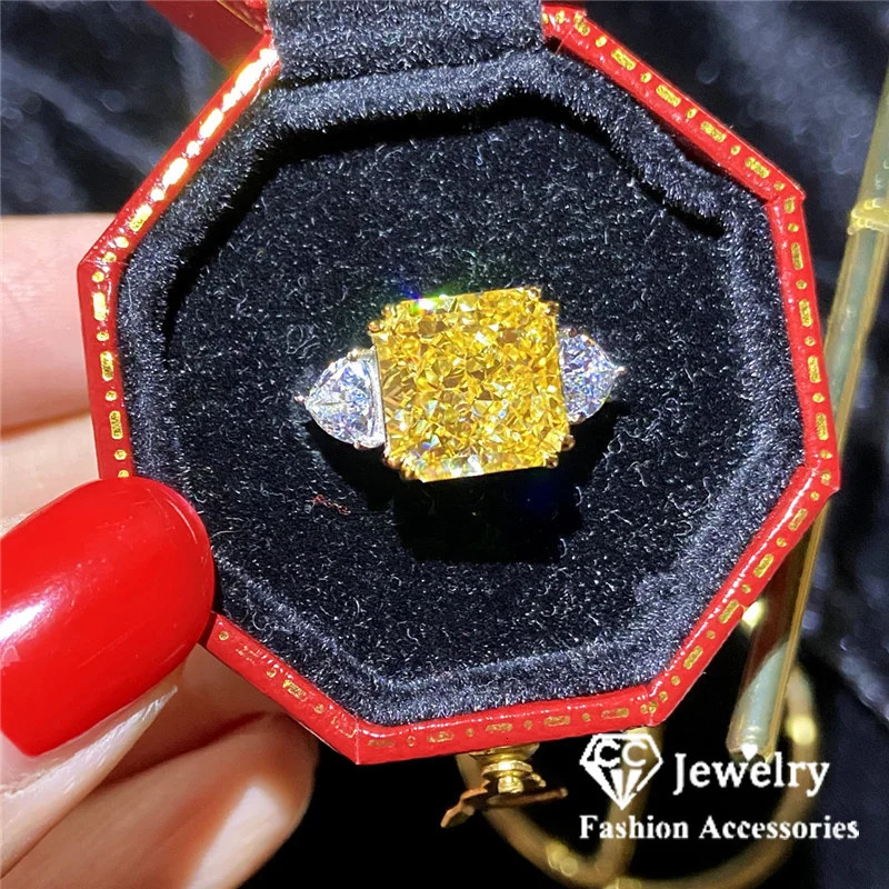 CC Fine Jewelry Rings For Women Yellow Cubic Zirconia Wedding Engagement Ring Silver Color Drop CC1665 250617
