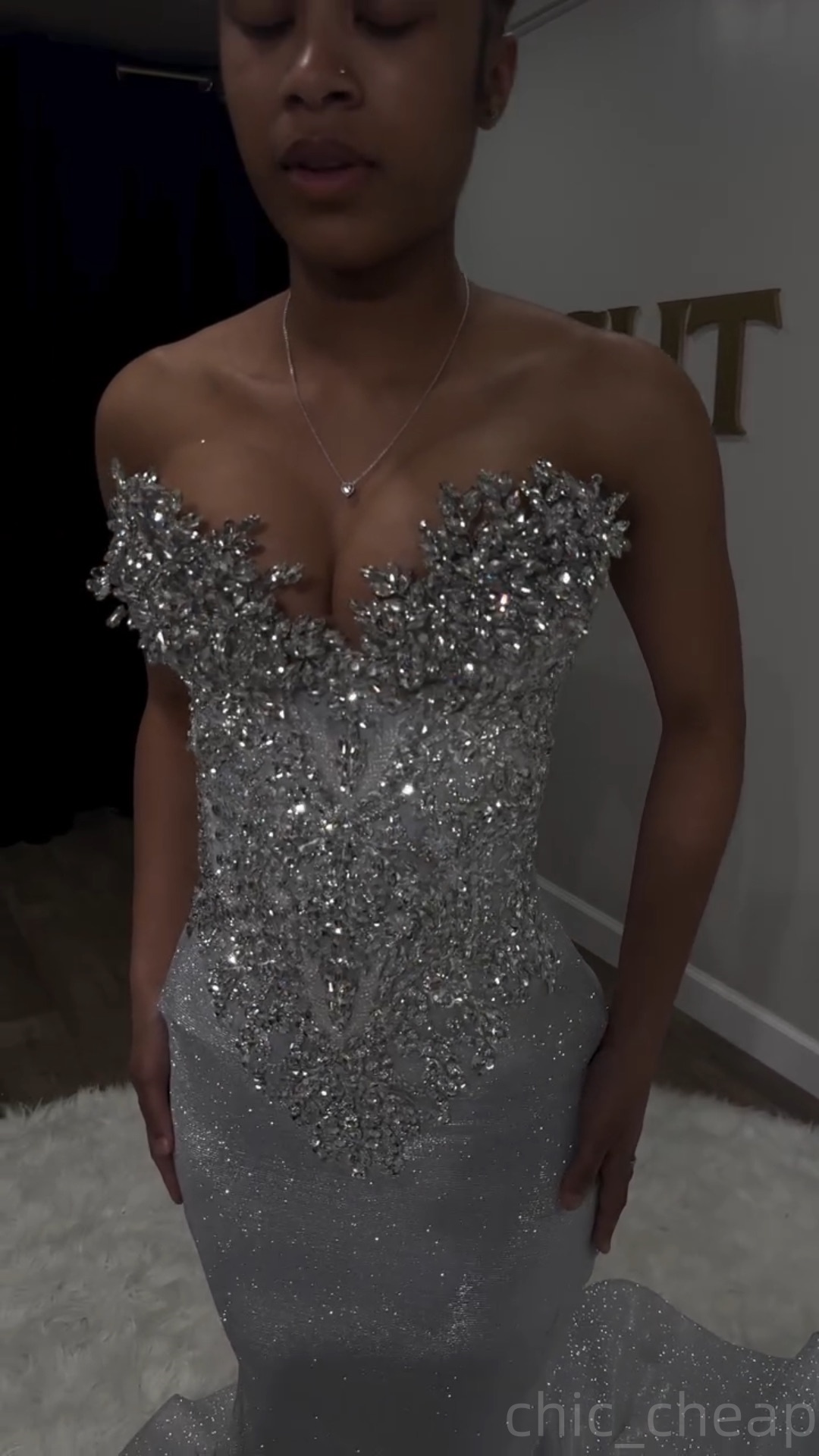 Silver Mermaid Plus Size Prom Dresses 2025 Sparkly Crystals Beaded Sequined Evening Formal Party Second Birthday Engagement Gowns Dress For Special Oc