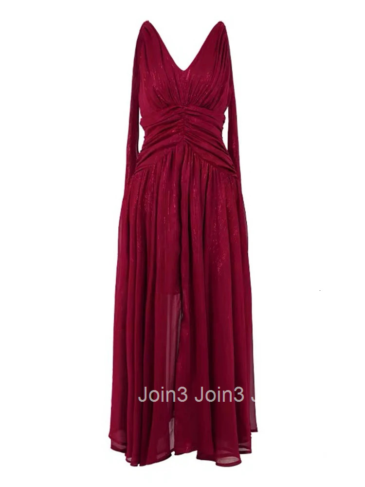 New Summer Chiffon Bright Silk Red Gown Evening Dress Women Clothes Elegant Sexy Tank V-Neck A-Line Maxi Robe Party Prom Vestido