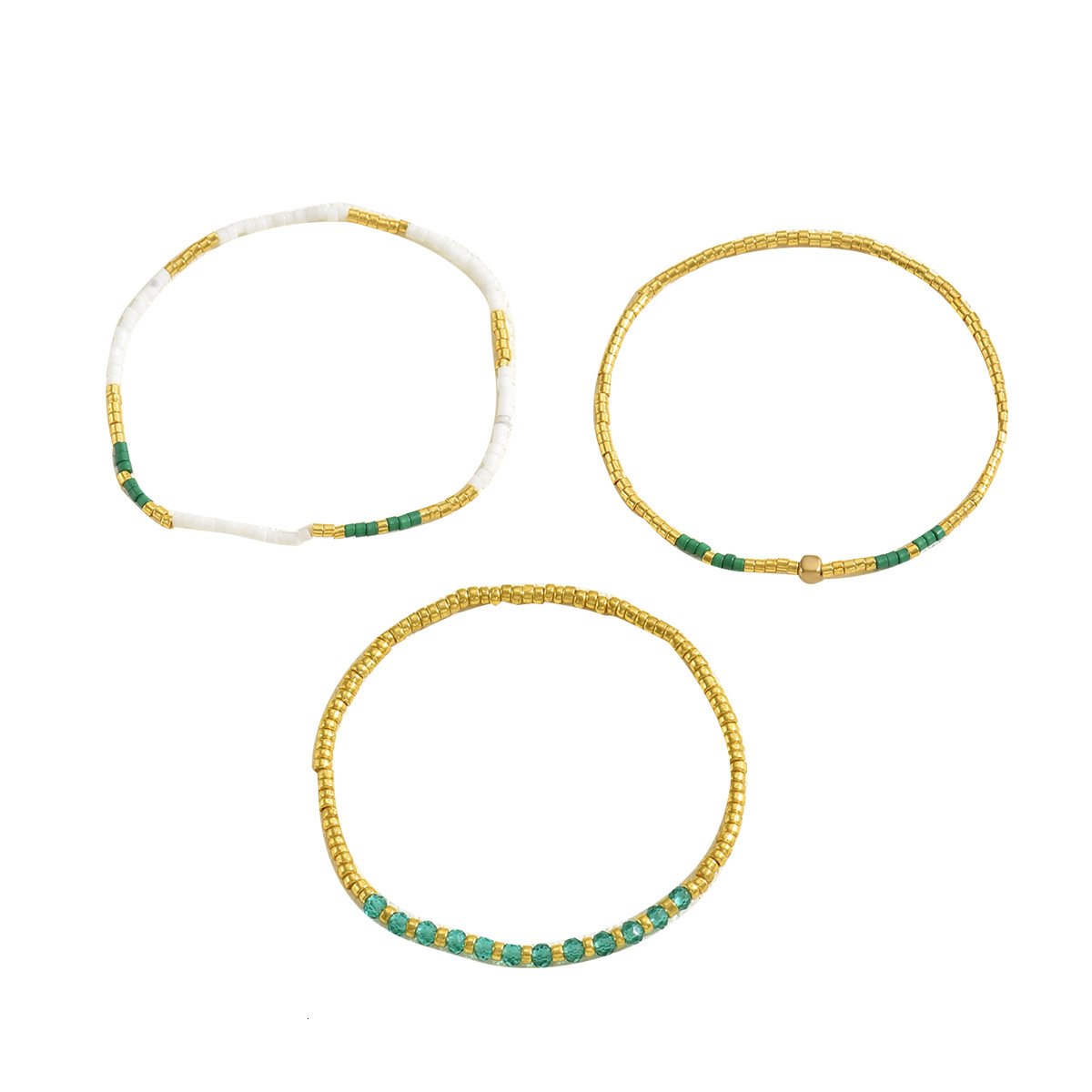 Minimalist Women's Multi-Layer Personality Bohemian Style Beaded Design Bracelet Three-Piece Set Jewelry