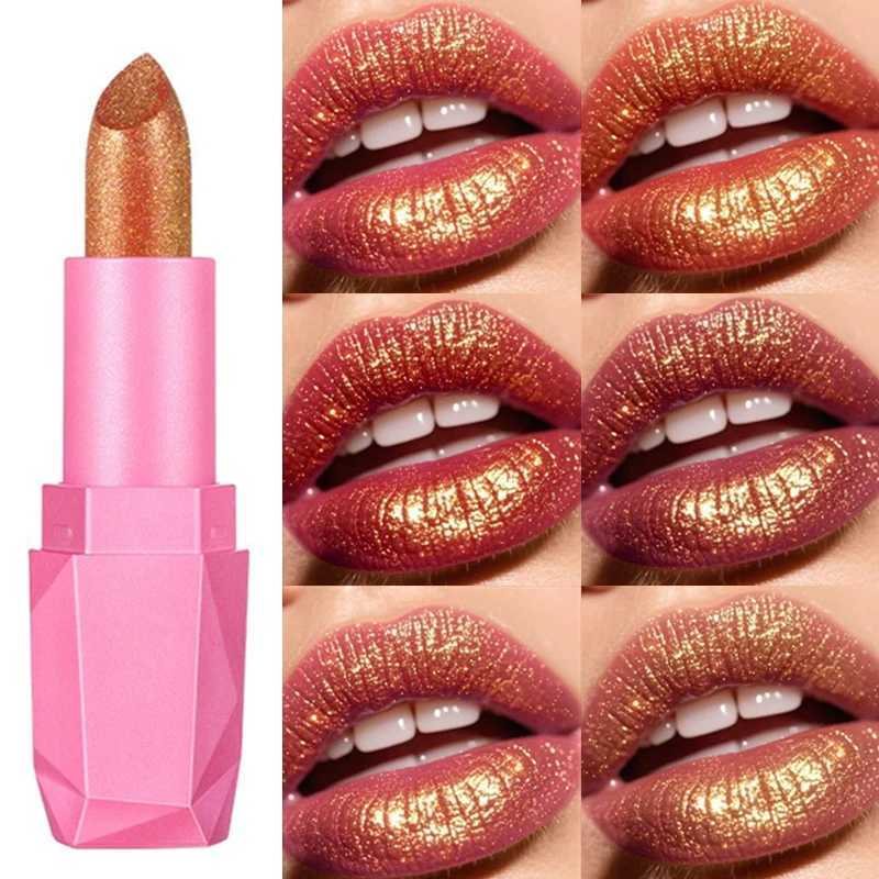 6Color Luxurious Metallic Glitter Lipstick Long-Lasting Waterproof Shimmery Pearl Sparkling Lip Gloss Metallic Finish Lip Makeup XJ250623