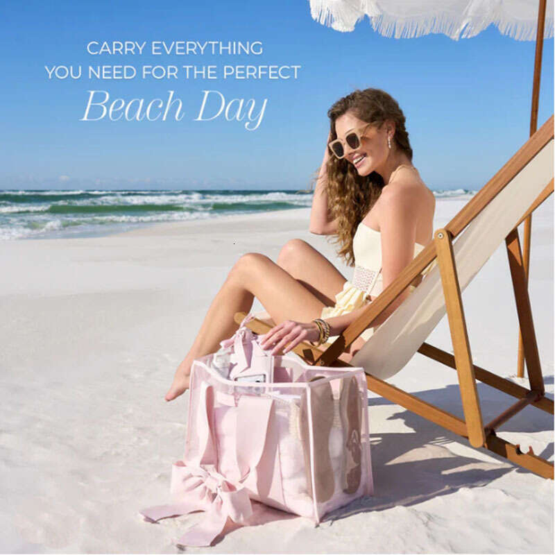Fashion Handbag Summer New Women's Large Capacity Beach High-Quality 0.6mm Pink PVC Tote Bag