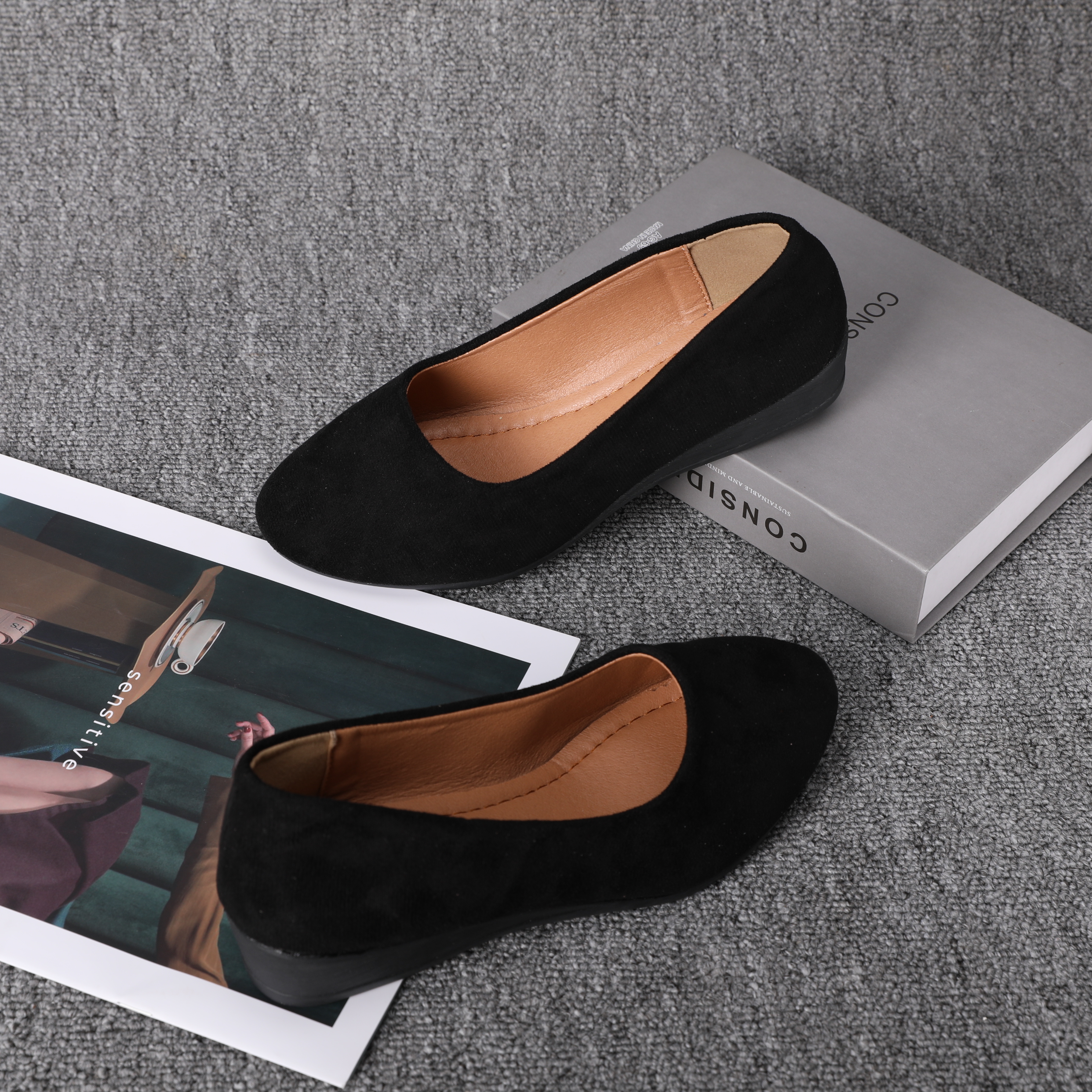222-Women's Four Seasons Classic Cloth Shoes Pumps with Elegant Biased Heels Suitable for the office
