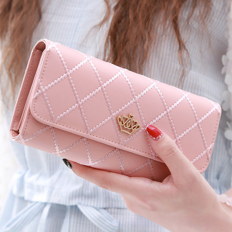 Free Shipping Designer Fashion Wallet Women's Large Capacity Luxury Mesh Handbag New Mobile Phone Bag Student Zero Wallet Long Multi Slot Card Ba