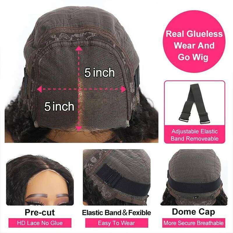 5X5 Glueless plucked and Go Body Wave Human Wigs Pre Cut Ready To Wear 100% Brazilian Hair 30 inch