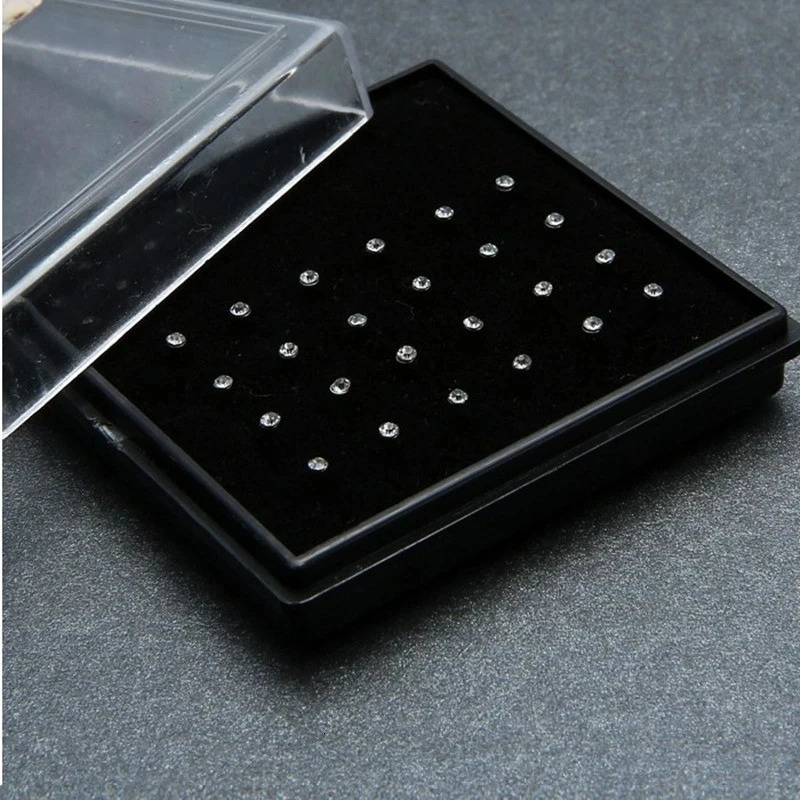 24pcs Crystal Nose Ring Studs Fashion Body Women Girl Jewelry Stainless Steel Piercing Colorful 250613