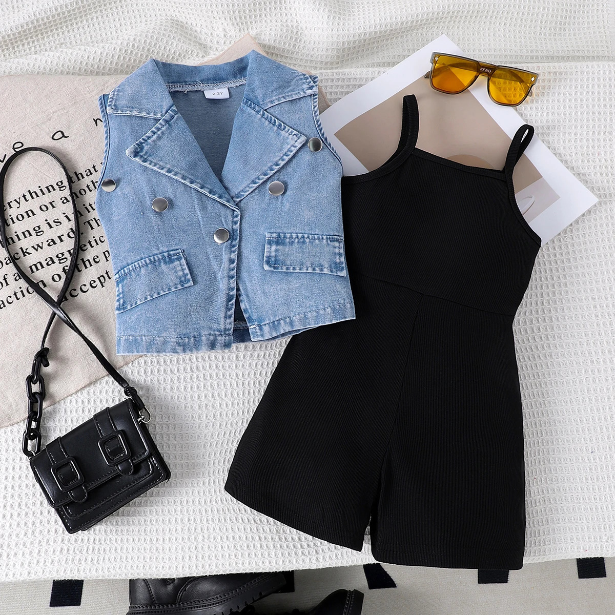 2PCS Summer CrossBorder European And American Girls 27 Years Old Comfortable Fashion Denim Vest Suspender Jumpsuit 250619z