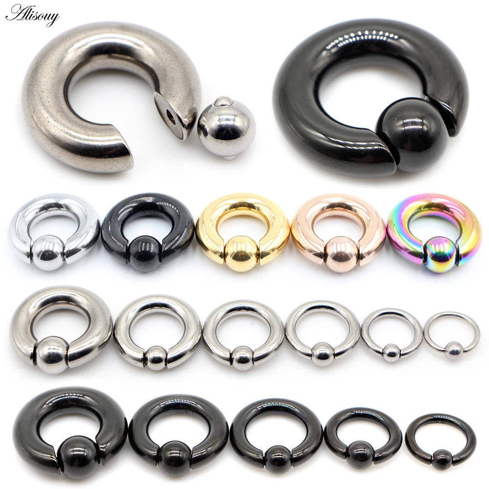 Alisouy 1pc Big Stainless Steel Captive Hoop BCR Eyebrow Tragus Clre Nipple Bar Lips Nose Rings Ear Piercing Body Jewelry 250613