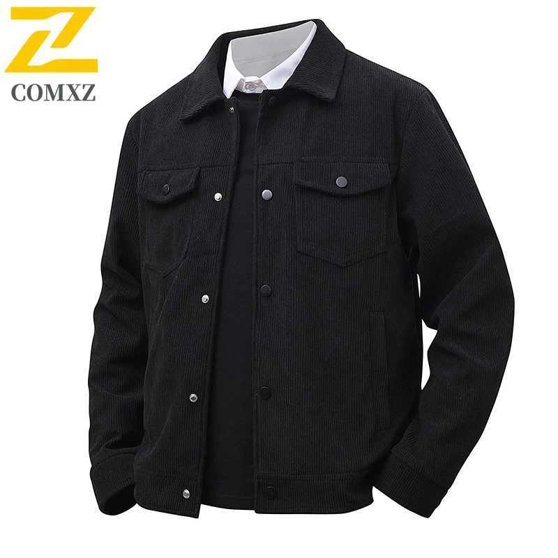 Men Corduroy Jacket Simple Style Versatile Skin Friendly Comfortable Windproof Jacket Business Casual Commuting Lapel Windbreaker W250623