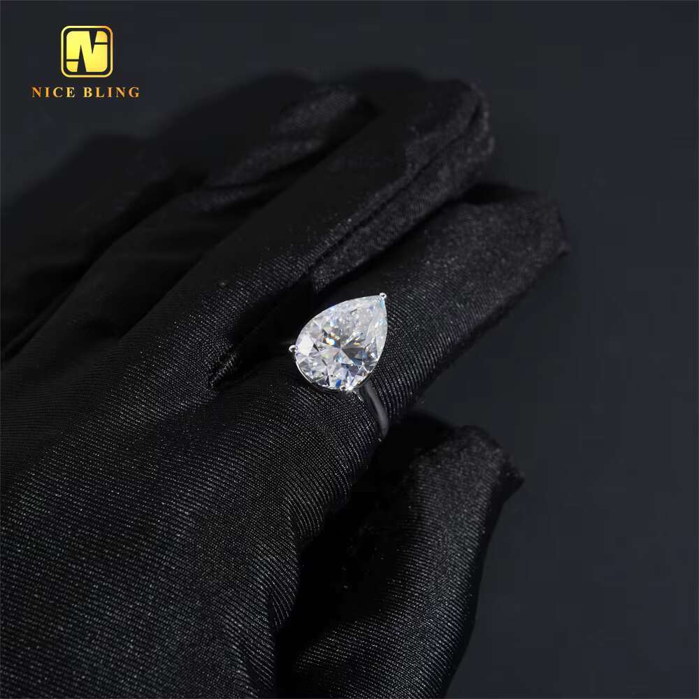Pear Cut Big Moissanite Stone Wedding Ring 925 Sterling Silver VVS Moissanite Rings Jewelry Diamond Engagement Ring for Women