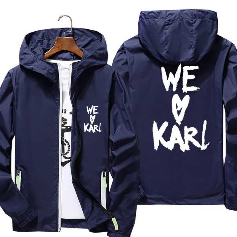 We Love Karls Hooded Mens Streetwear Jacket Thin Reflective Sunscreen Pilot Windbreaker Skin Sports Coat Oversized Mens T-shirt W250623