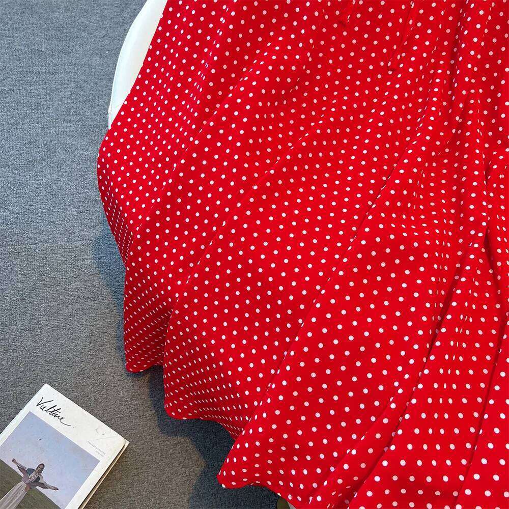 Summer Plus-Size Casual Strap Loose Comfortable Polka Dot Print Long Beach Dress 2025 New Women's Clothing Large