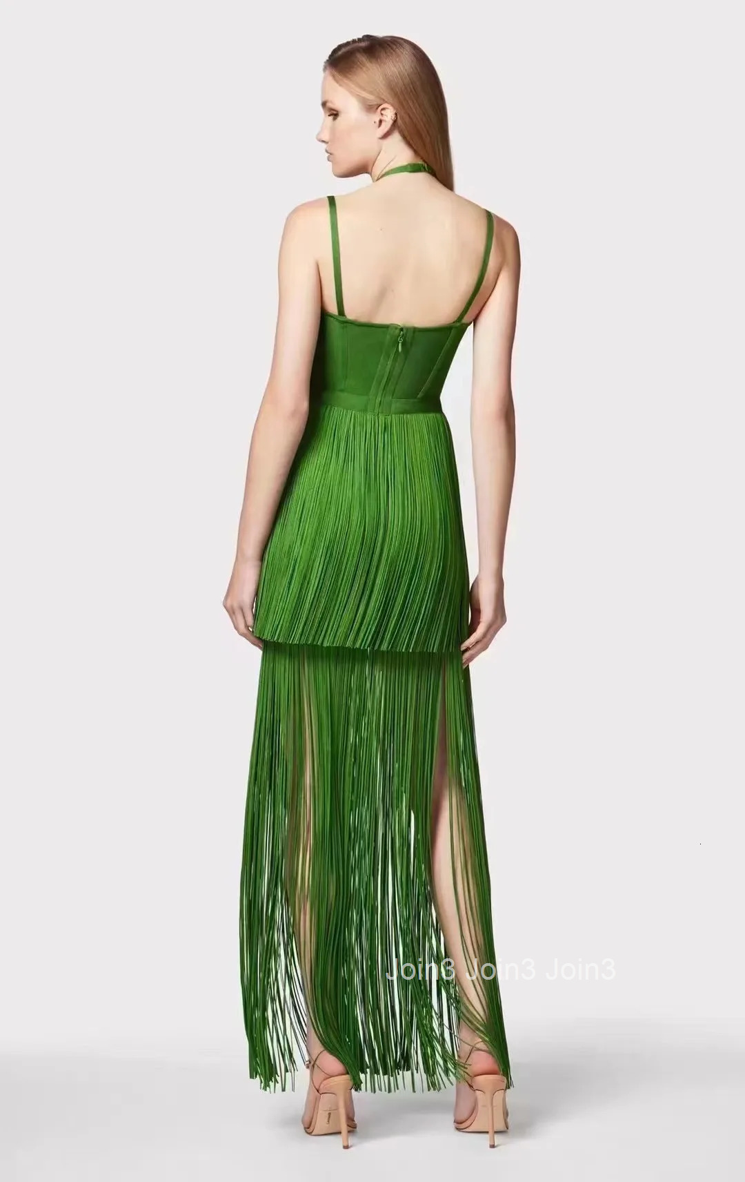 Hot Sale New Arrival Womens Clothing Fashion Tassel Design Halter Sling Bandage Dress Bohemia Wear Prom Evening Dinner Gown