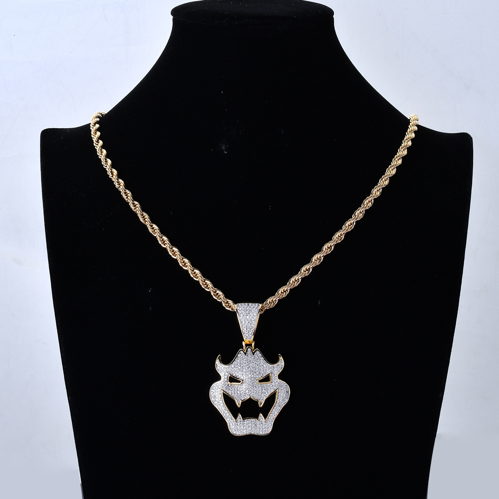 Luxury Men Hip Hop Iced Out Pendant Halloween Costume Mask Vampire Monster Pendant Moissanite Necklace Pass the diamond tester