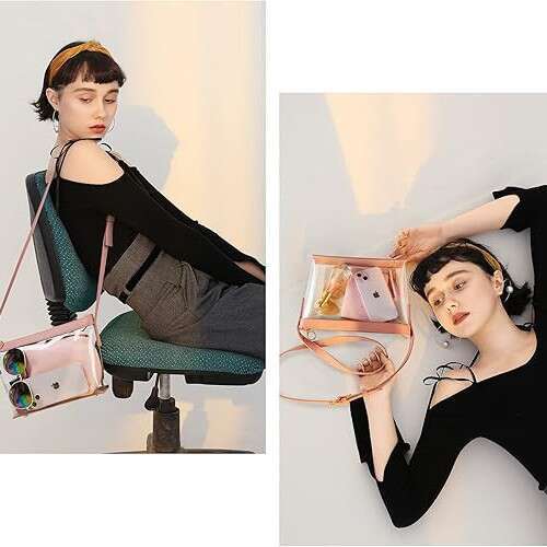 New Crossbody Bag with Zipper, Leather Decorated Sports Transparent Shoulder Bag, Simple Design