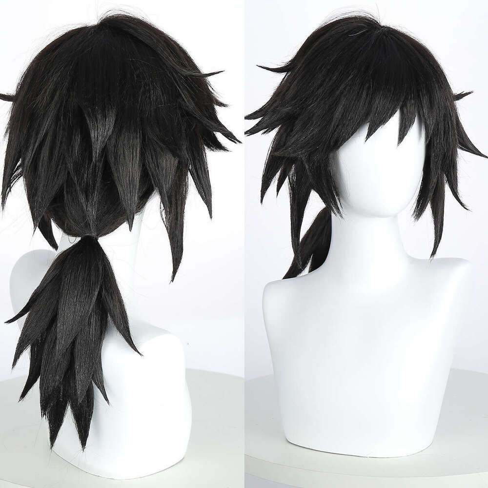 Anime Fugang Yiyong High-Temperature Fiber Cosplay Wig Natural Black Thick Fluffy Lightweight