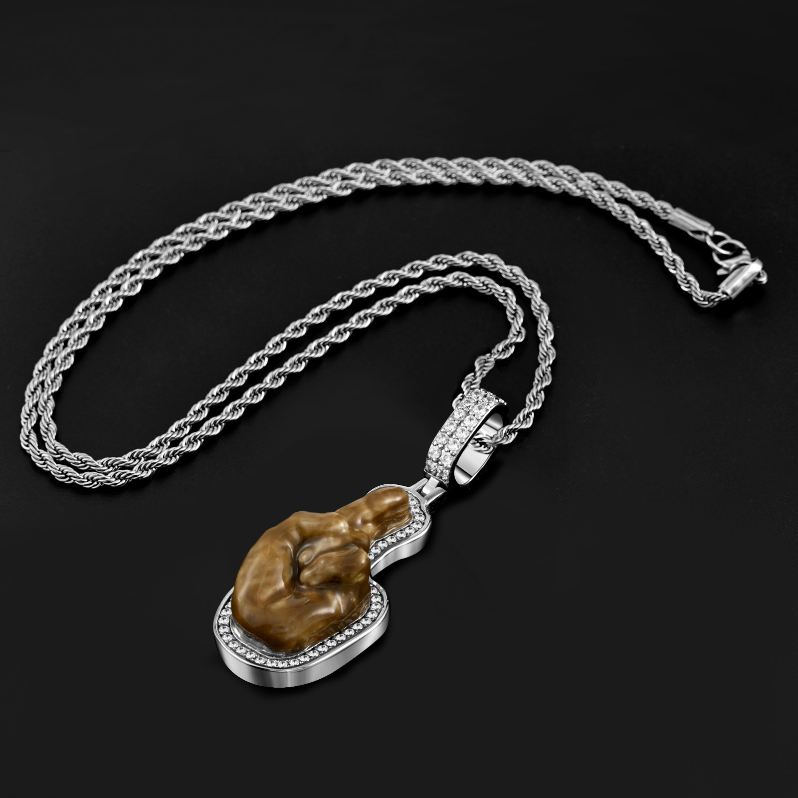 Luxury Moissanite Diamond Inlaid Hip Hop Punk Men's Pendant Trendy Cool Light Luxury Statement Necklace Pass the diamond tester