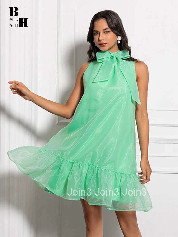 New Fashion Summer Lady Organza Vacation Beach Loose Dress Women Clothing Sweet Sexy Sleeveless Short Mini Party Prom Vestidos