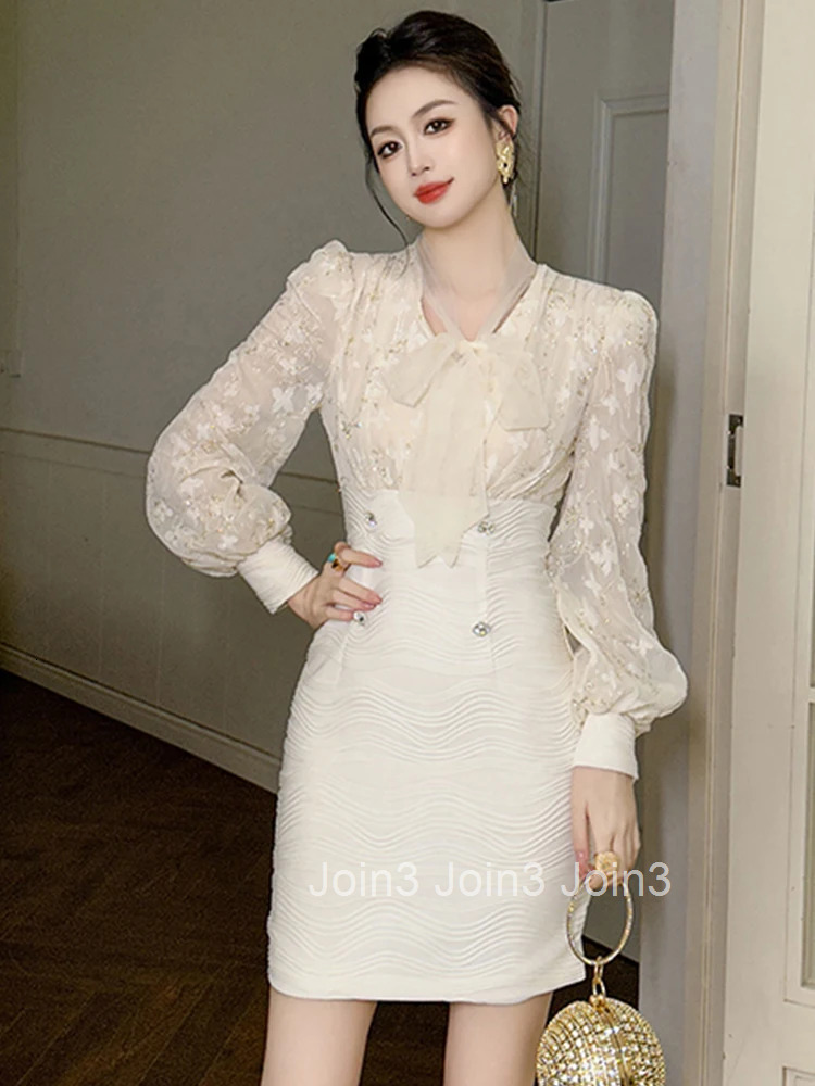 New Fashion Lady Work Style Fake 2 Pieces Pencil Short Dress Women Clothes Elegant Office Sweet V-Neck High Waist Slim Vestidos