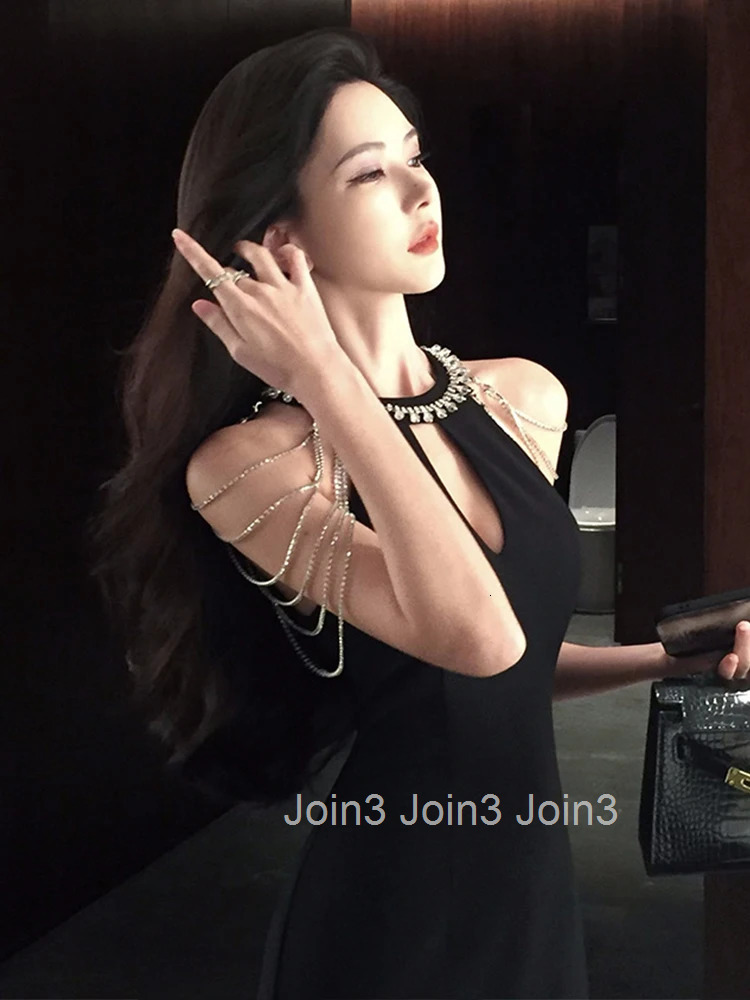 Women Clothes Black Elegant Luxury Hollow Sexy Sleeveless Slim Long Dress Fashion Evening Party Club Prom Vestidos Robe Summer