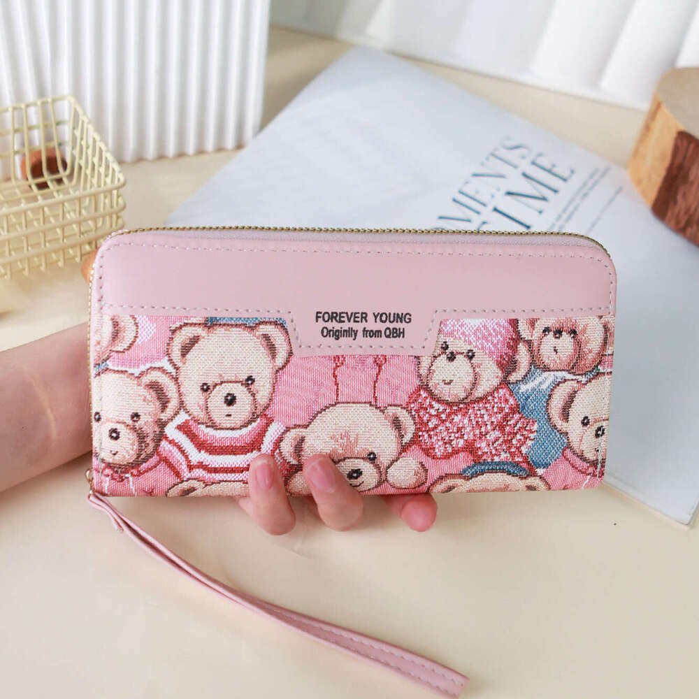 New Women's Long Wallet Korean Version Cartoon Bear Cute Large Capacity Handheld Coin Purse Card Holder