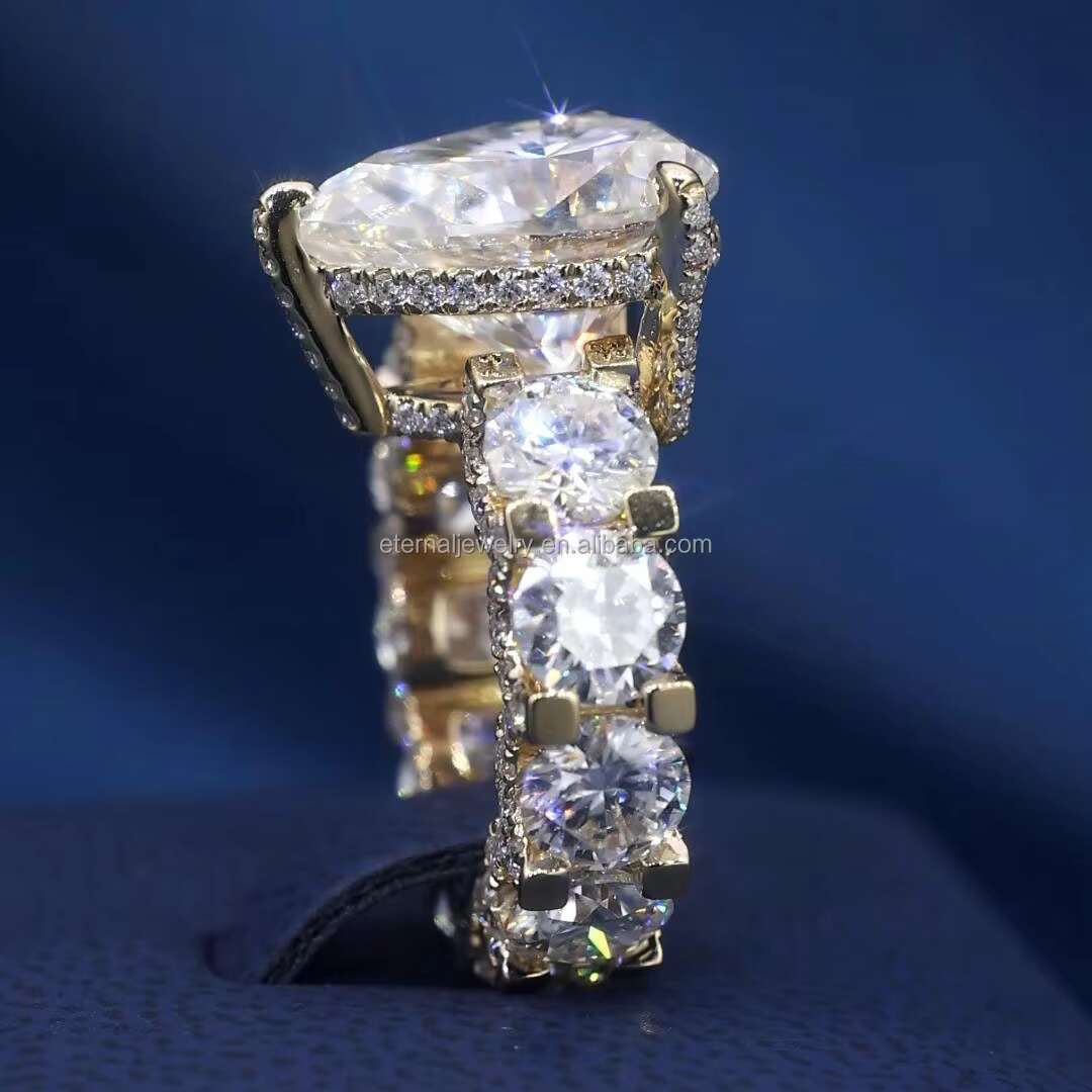 S925 Silver 10K 14K 18K Solid Gold Yellow 2ct 3ct 5ct 10ct D VVS Big Pear Cut Moissanite Diamond Engagement Ring for Women
