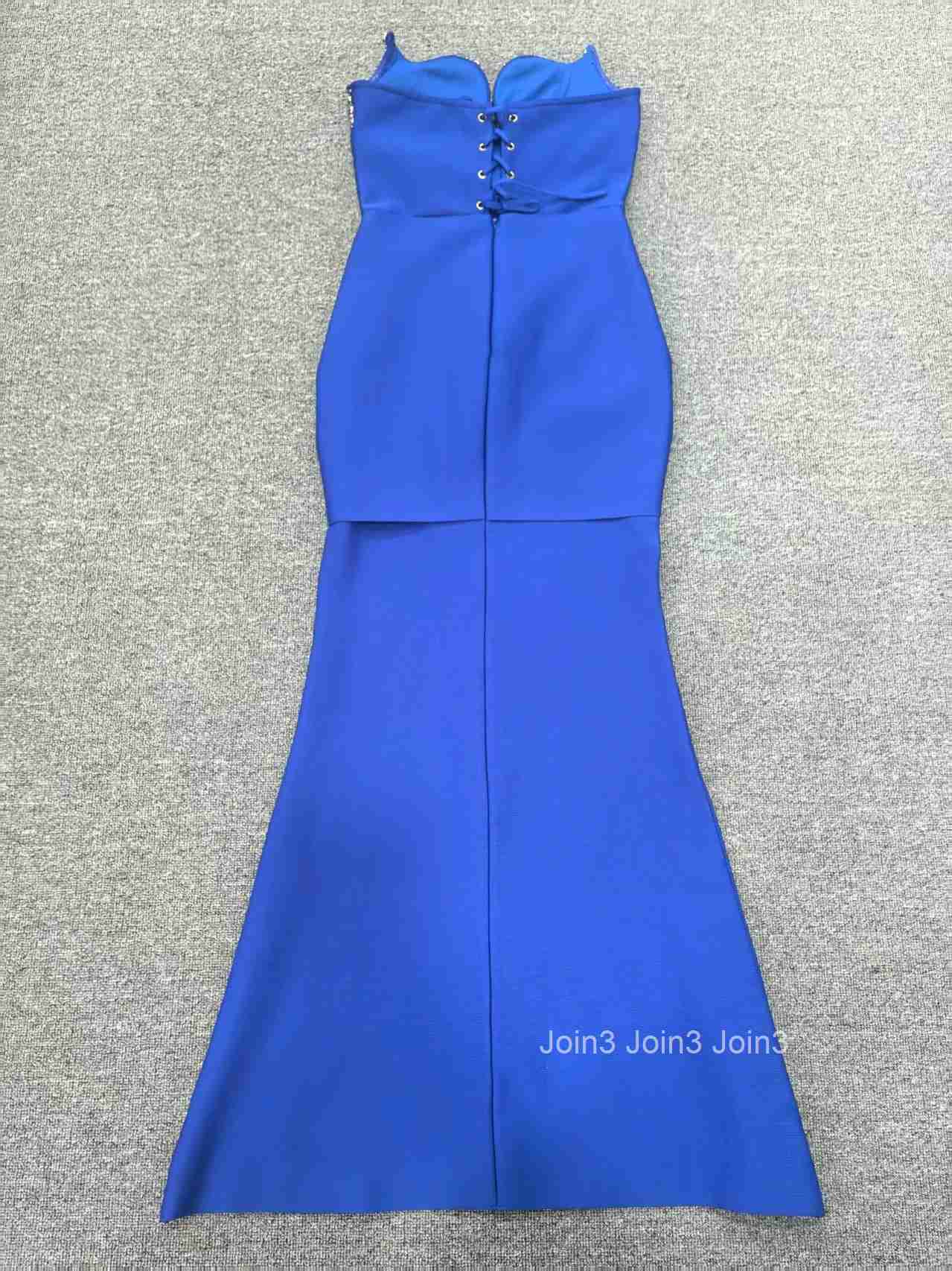 2025 Royal Blue Strapless Mermaid Evening Dress Beaded Wedding Party Gown Slim Fit Elegant Crystal Embellished