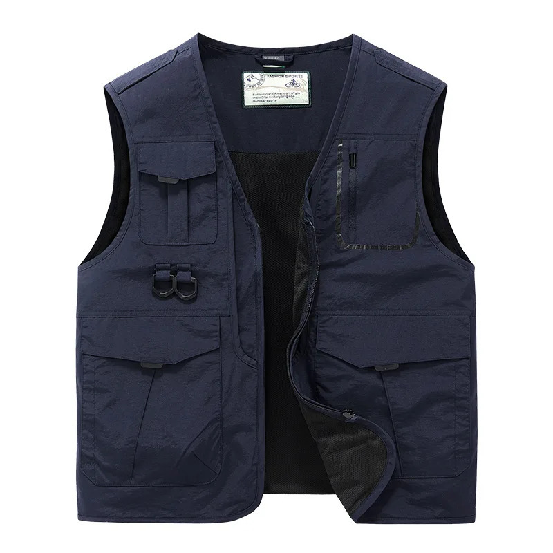 Men Outdoor Multi Pockets Pography Sleeveless Jacket Cargo Vests Summer Thin Mesh Breathable Waistcoats Male Casual Vests 250617