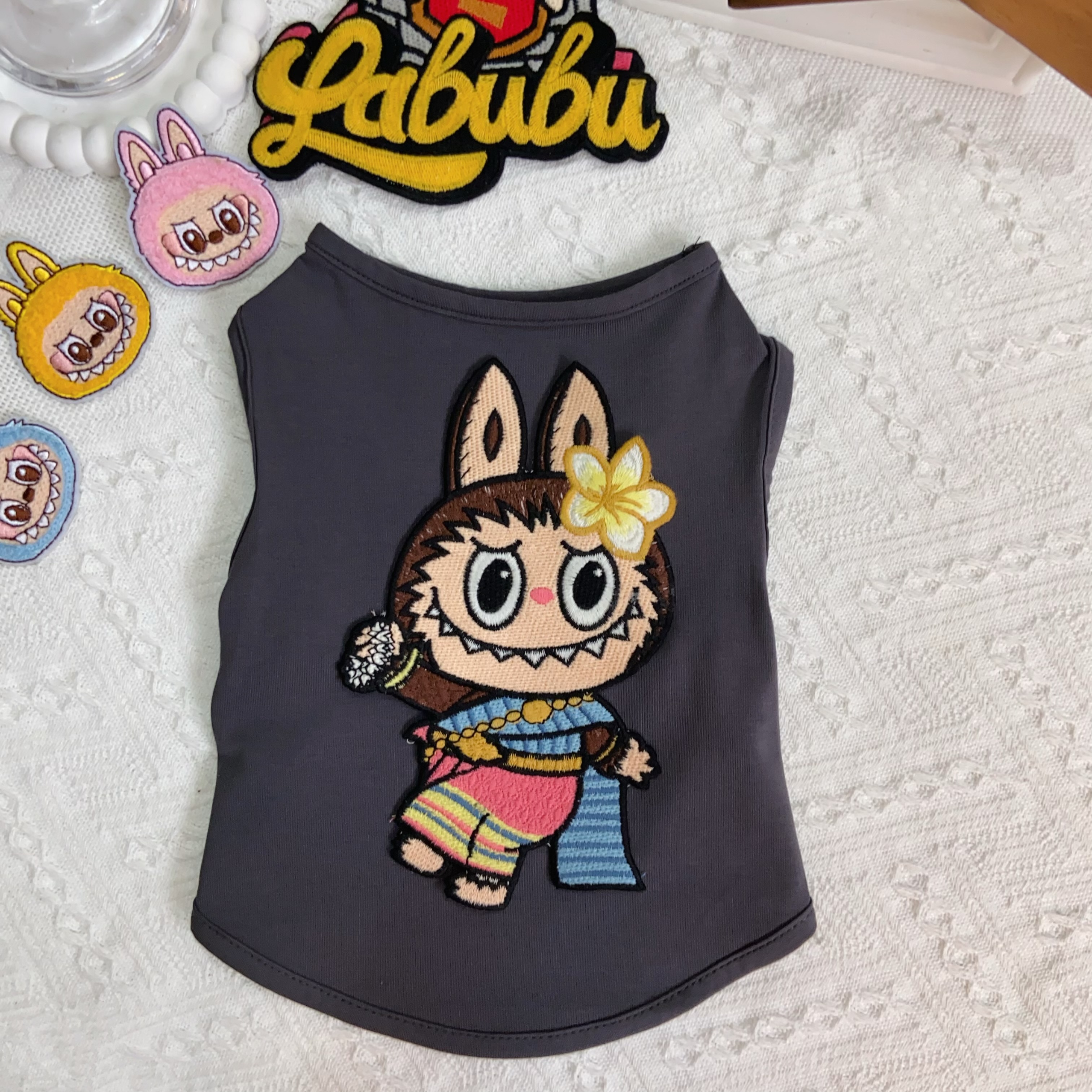 free shipping Labubu Pets Vests Designer Clothes Cotton Embroidered Dog Vest T-Shirt Fashion Cartoon Pattern Summer Pet T Shirts Soft Breathable Puppy