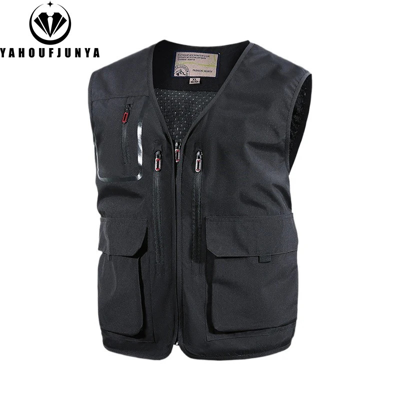 2025 Summer Men Many Pocket Thin Tool Outdoor Casual Vest Men Camping Fishing Breathable Loose Sleeveless Vest Male Waistcoat 250617