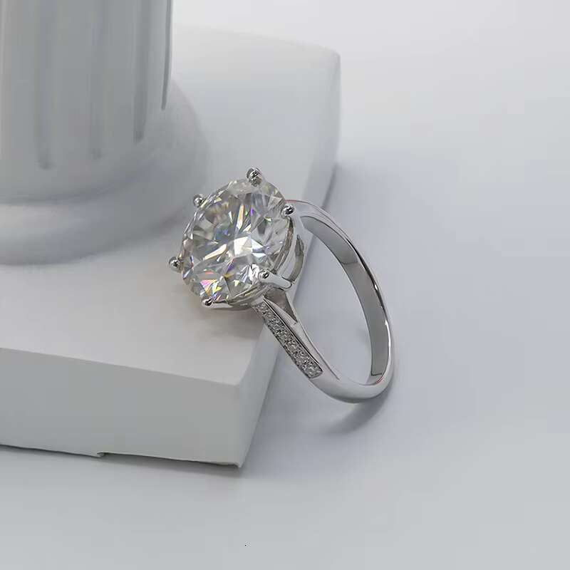 Paston Iced Out 10k 14k Big Size Round Cut 8ct Vvs Moissanite Ring 6 Prongs Classic Setting Wedding Daily Diamond Jewelry