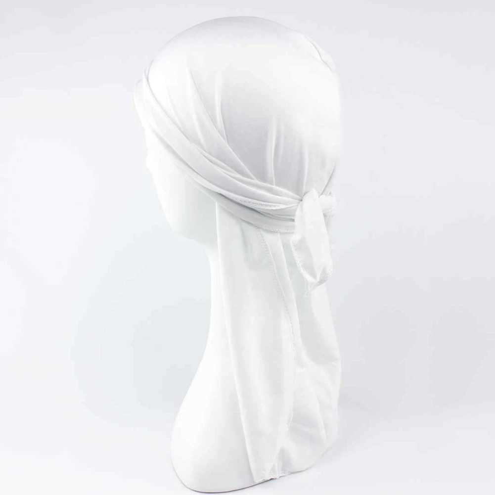 Fashionable Du-Rag Scarf Head Wrap Stylish Rap Band Tie Down Hat for Outdoor Sports Solid Bandana for Men Women in Black/White M250623