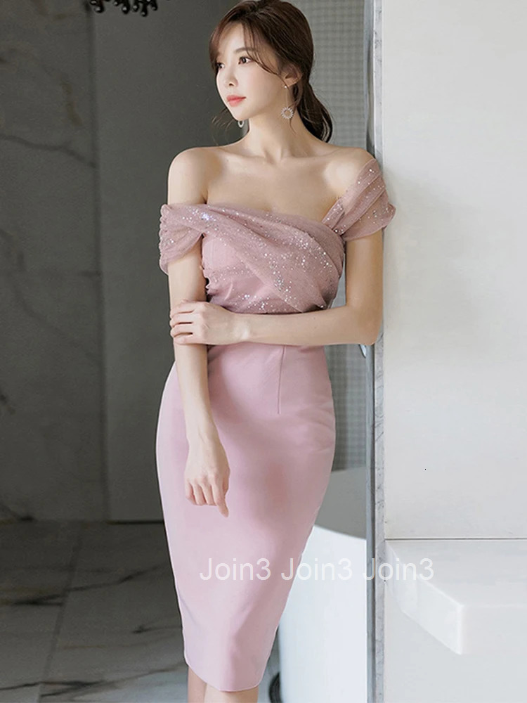 Fashion Evening Dress Women Ladies Clothes Elegant Sparkly Shiny Sequin Sexy Off-Shoulder Backless Midi Party Prom Mujer Vestido