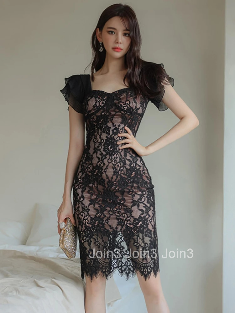 Fashion Women Vintage Sexy Sweetheart Neck Short Sleeve Midi Party Club Dress Elegant Lace Floral Embroidery Ruffle Female Dress