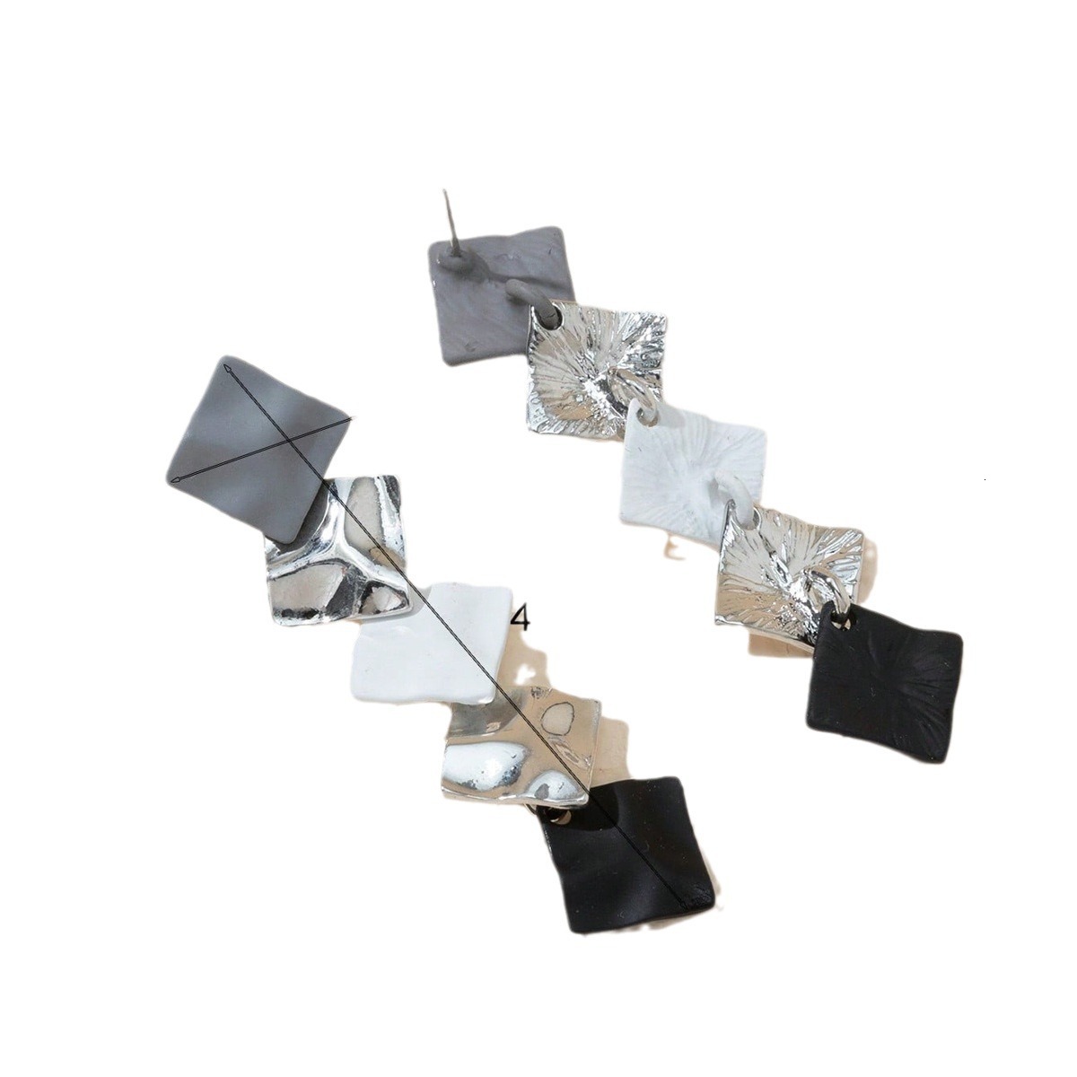 Japanese and Korean Style Pleated Irregular Long Design Earrings Personality Ear Jewelry