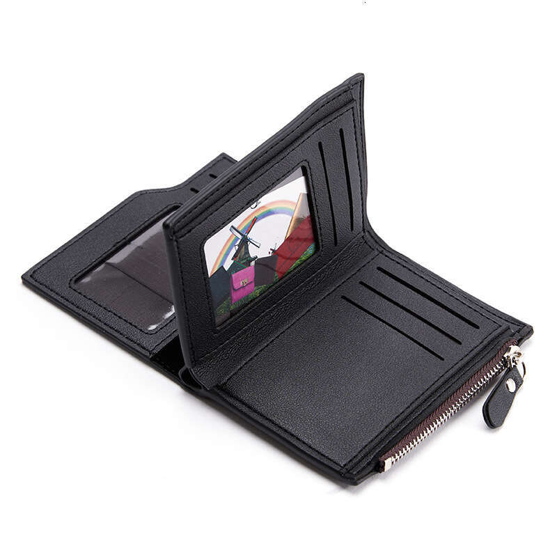 2025 Men's New Zipper Short Wallet Multi-Card Slot Fashion Vertical Mini Snap Coin Purse