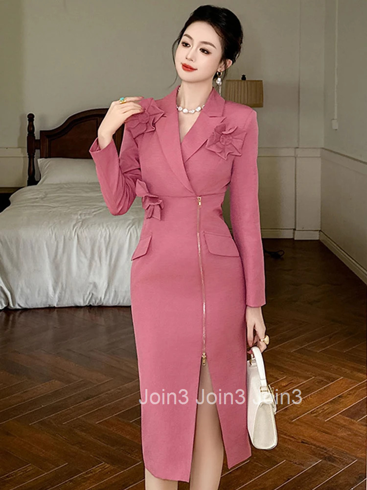 New Fashion Lady Blazer Business Work Style Formal Occasion Pencil Dress Women Clothes Elegant Office Commute Slim Midi Vestidos