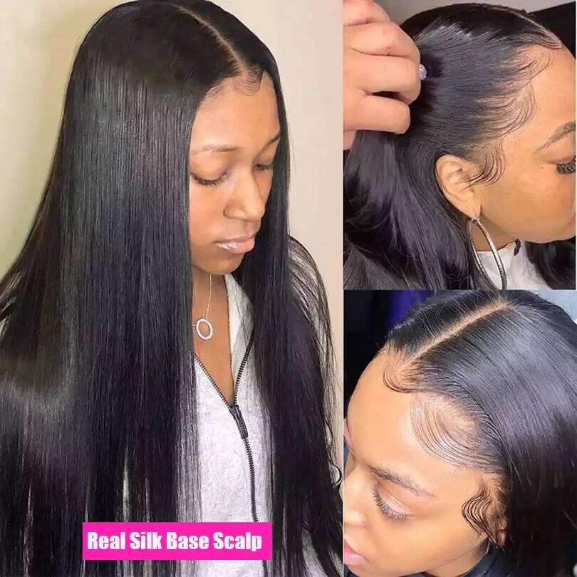 5x5 Lace Front Human Hair Brazilian Straight Silk Base Closure Wigs For Women