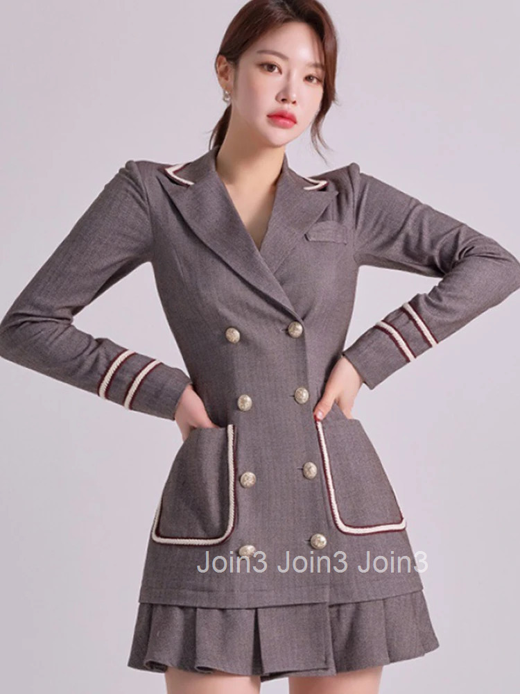 New Fashion Spring Autumn Blazer Short Dress Elegant Office Women Lady Formal Long Sleeve Slim Mini Mujer Vestido Street Clothes