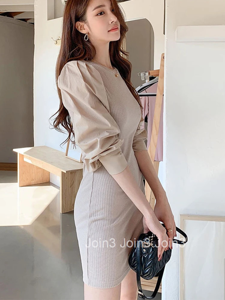 New Arrival Fashion Korean Knit Elastic Dress Women Elegant Temperament OL Sexy Vintage Simple Solid Basic Slim Pencil Dress