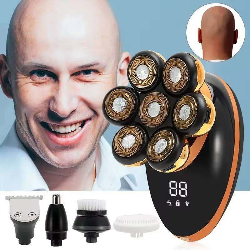 7D Floating Men Shaver Wet Dry Beard Hair Trimmer Electric Razor Rechargeable Bald Head Shaving Hine LCD Display