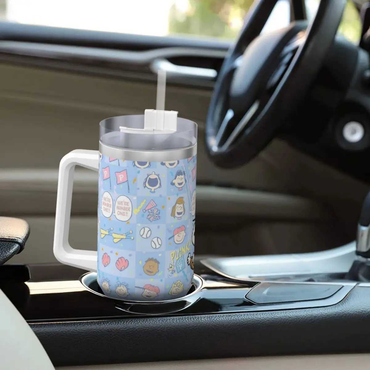 Stainless Steel Tumbler Peanuts Thermal Cups Cartoon Leakproof Hot Drinks MUgs Cup Driving Printed Water Bottle X250623