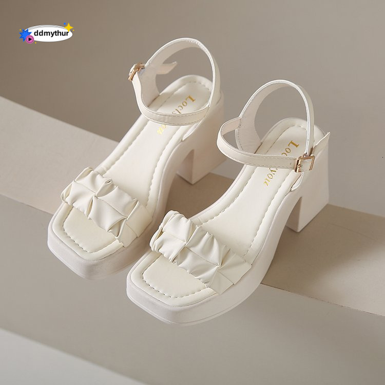 High for Women 2024 New Summer Outdoor One Strap Chunky Heel Open Toe Fashion Sandals ddmythur
