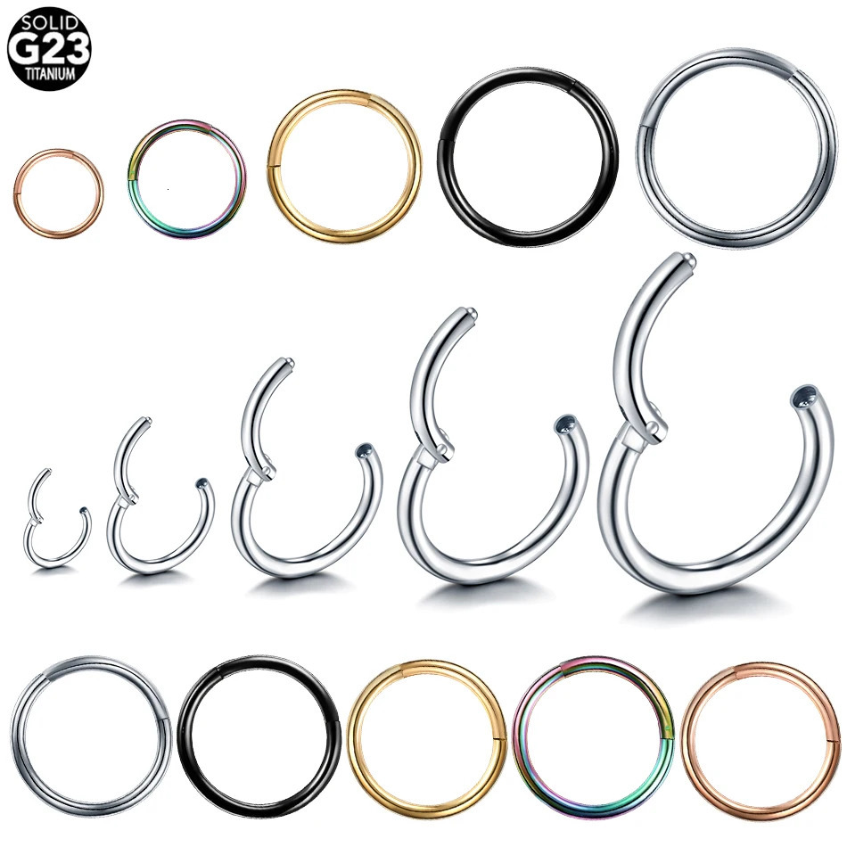 1PC Hinged Segment Ring Nose Septum Clicker Piercing Lip Earrings Helix Eyebrow Tragus Cartilage Piercings Body Jewelry 250613