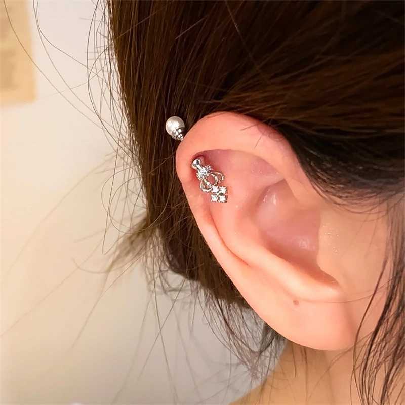 1pcs New Crown Pearl 316L Stainless Steel Spiral Ear Bone New Fashion Y2K Earrings for Women Ear Piercing Cochlea JewelryXJ250623
