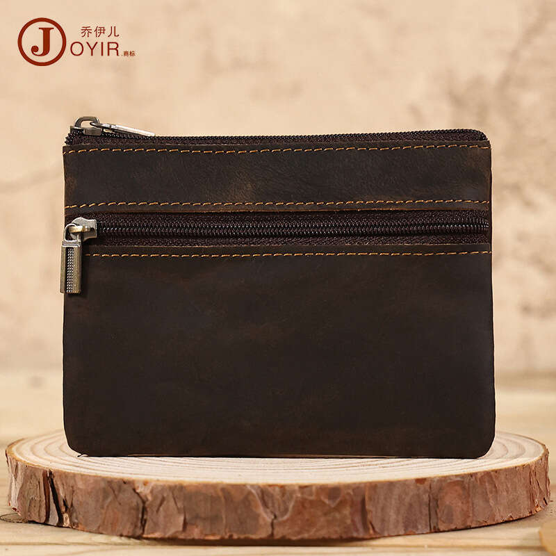 Crazy Horse Short Wallet Card Holder Lightweight Portable Cash Storage Bag Genuine Leather Coin Purse