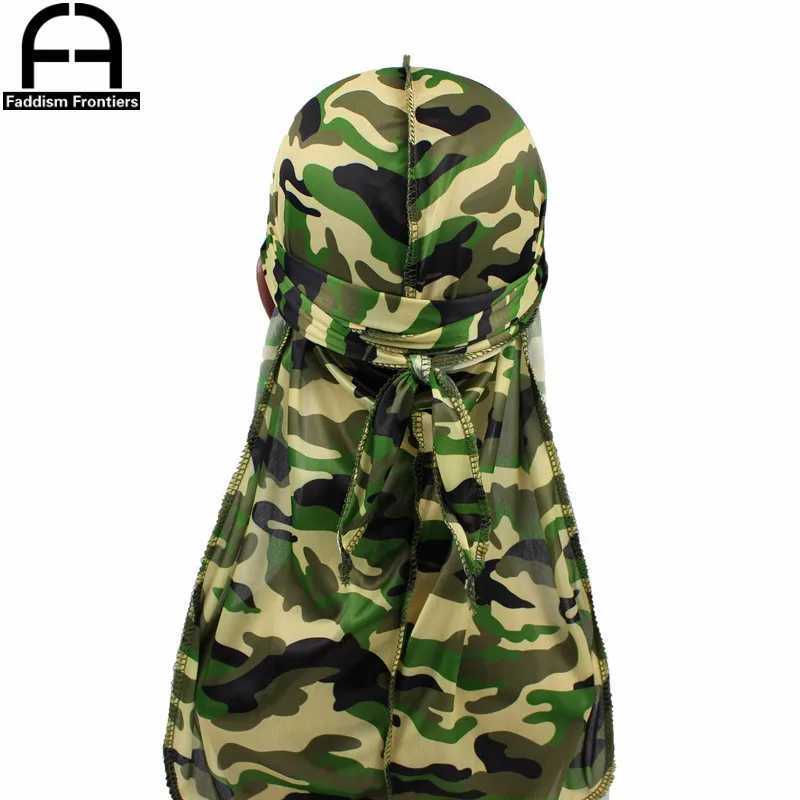 Fashion Camo Mens Silky Durags Turban Print Men Silk Durag Headwear Bandanas Headband Hair Accessories Pirate Hat Waves Rags M250623