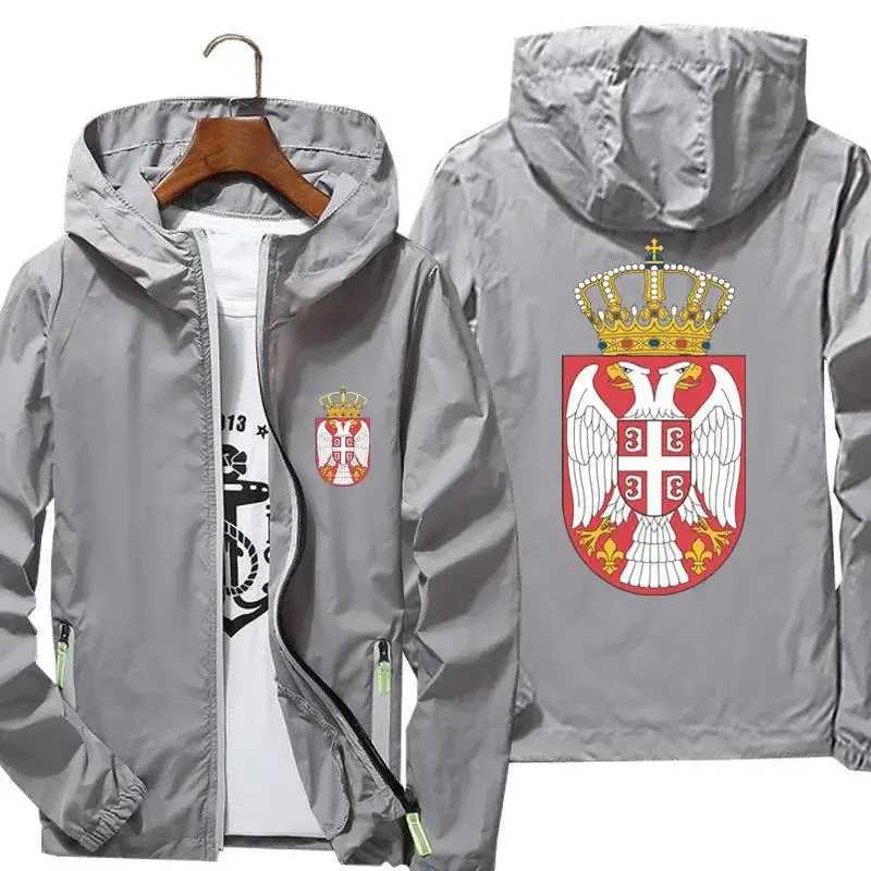 The Coat Of Arms Of Serbia Zipper Men Hooded Male Windbreaker Reflective Coat Hoodies Jacket Unisex Zipper Pilot Unisex Clothing W250623